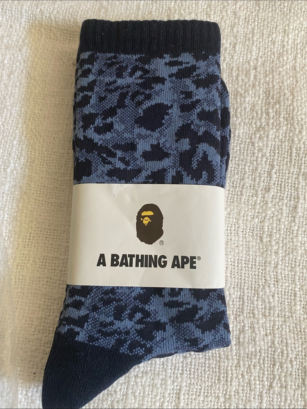 A Bathing Ape Men's Blue & Black Camo Socks